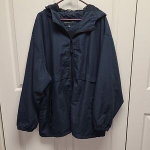 Ultra Club Men's Navy Hooded Full Zip Windbreaker Jacket 3X